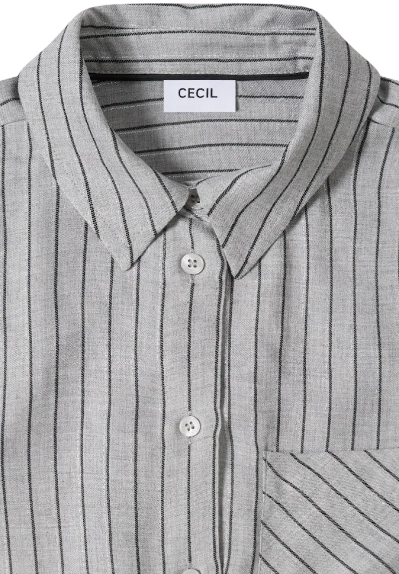 Cecil Blusen*Streifen Flanell-Hemdbluse luna grey melange