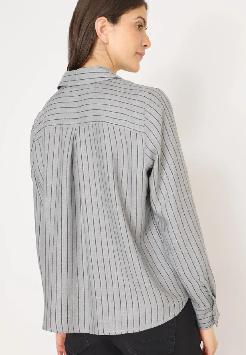 Cecil Blusen*Streifen Flanell-Hemdbluse luna grey melange