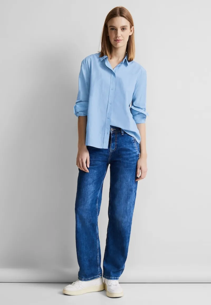 Street One Blusen*Streifen Hemdbluse frozen sea blue