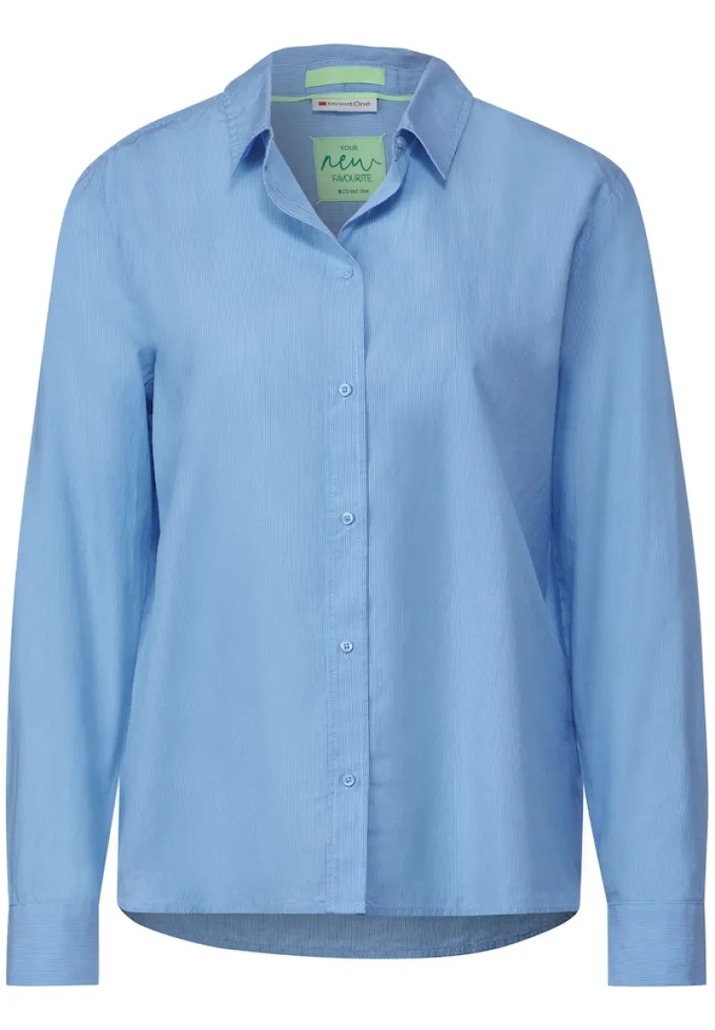Street One Blusen*Streifen Hemdbluse frozen sea blue