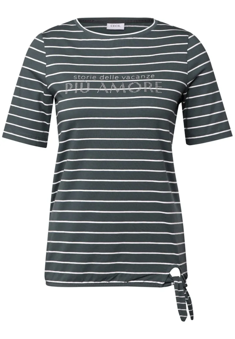 Cecil Shirts*Streifenshirt mit Wording slate khaki