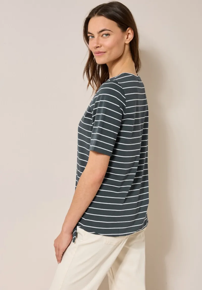 Cecil Shirts*Streifenshirt mit Wording slate khaki