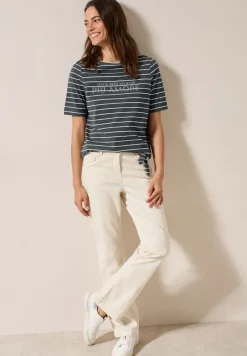 Cecil Shirts*Streifenshirt mit Wording slate khaki