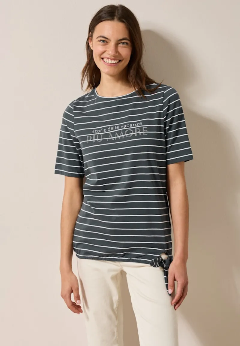 Cecil Shirts*Streifenshirt mit Wording slate khaki