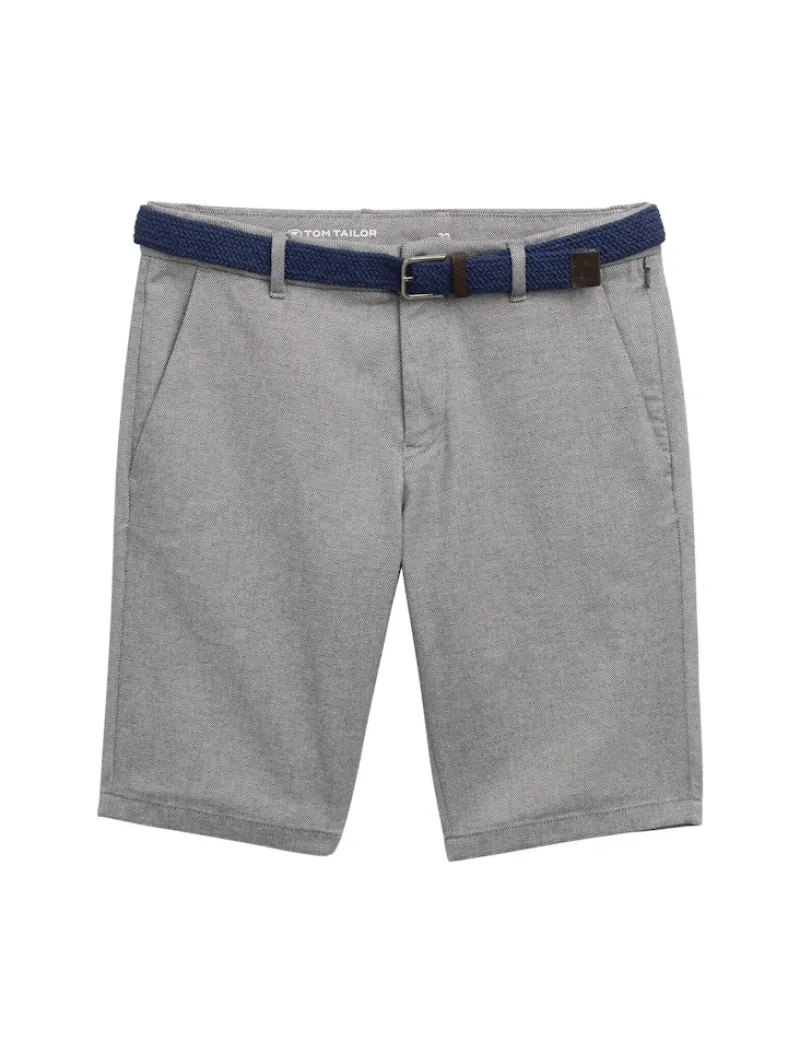 Tom Tailor Shorts|Big Boys*Stretch Slim Chino Shorts mit Gürtel white navy zig zag structure