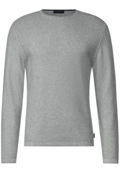 Street One Men Pullover & Sweatshirts|Big Boys*Strick Struktur Pullover cloud grey melange