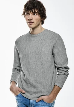 Street One Men Pullover & Sweatshirts|Big Boys*Strick Struktur Pullover cloud grey melange