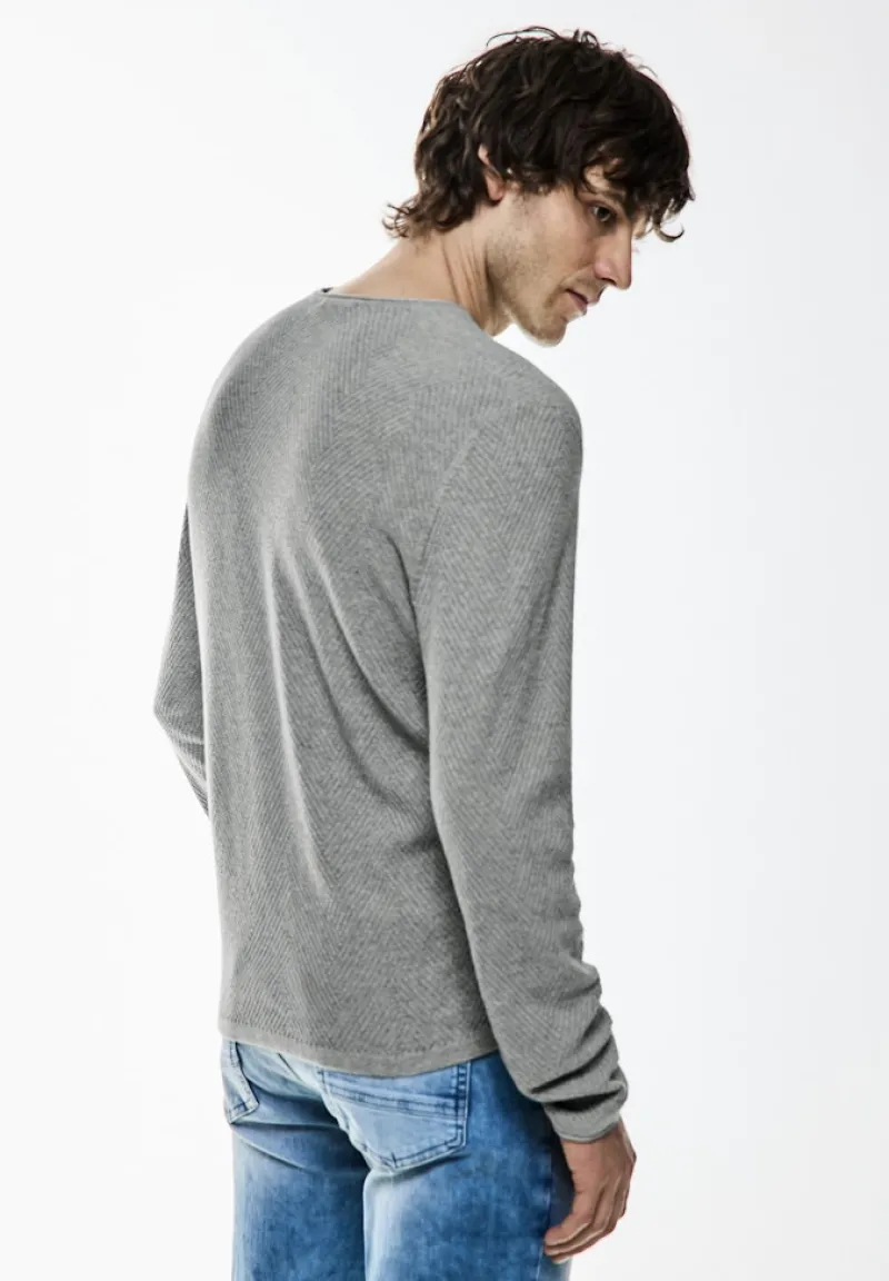 Street One Men Pullover & Sweatshirts|Big Boys*Strick Struktur Pullover cloud grey melange