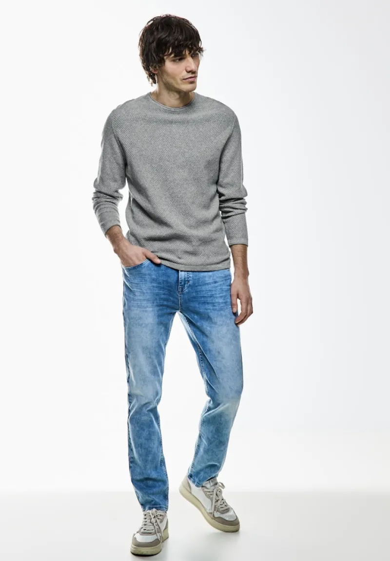 Street One Men Pullover & Sweatshirts|Big Boys*Strick Struktur Pullover cloud grey melange