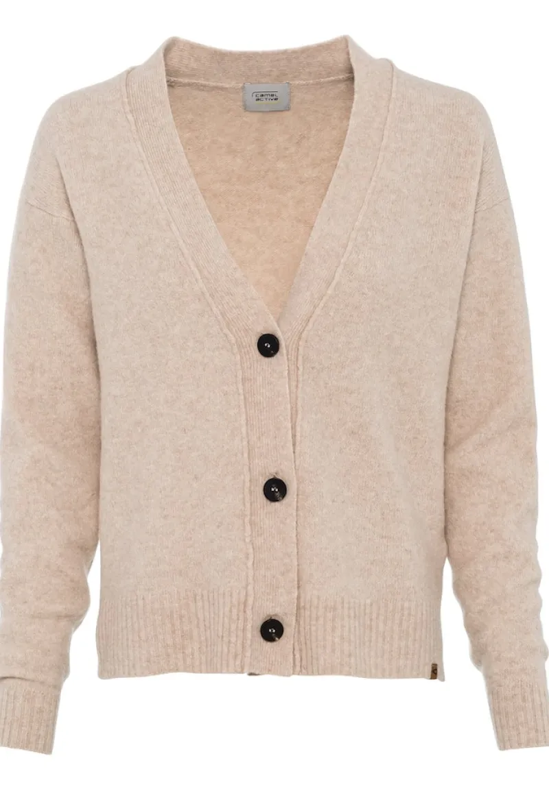 Camel Active Pullover & Sweatshirts*Strickjacke aus recyceltem Wollmix clay melange