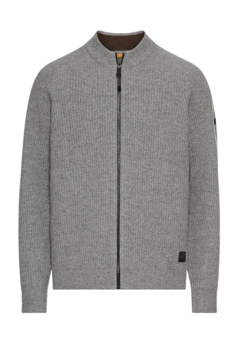 Camel Active Pullover & Sweatshirts*Strickjacke aus reiner Lammwolle grey melange