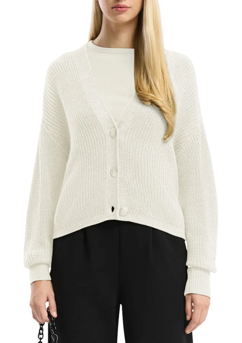 QS Pullover & Sweatshirts*Strickjacke creme