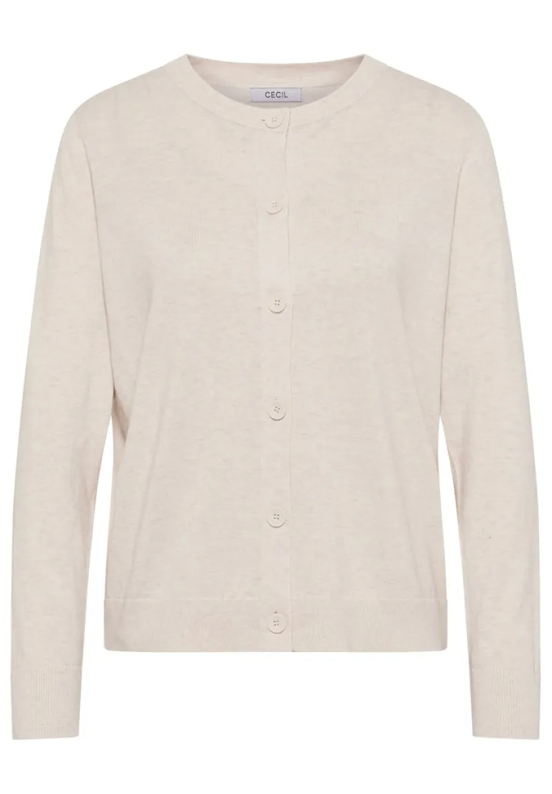 Cecil Pullover & Sweatshirts*Strickjacke mit Knopfleiste oat milk beige melange