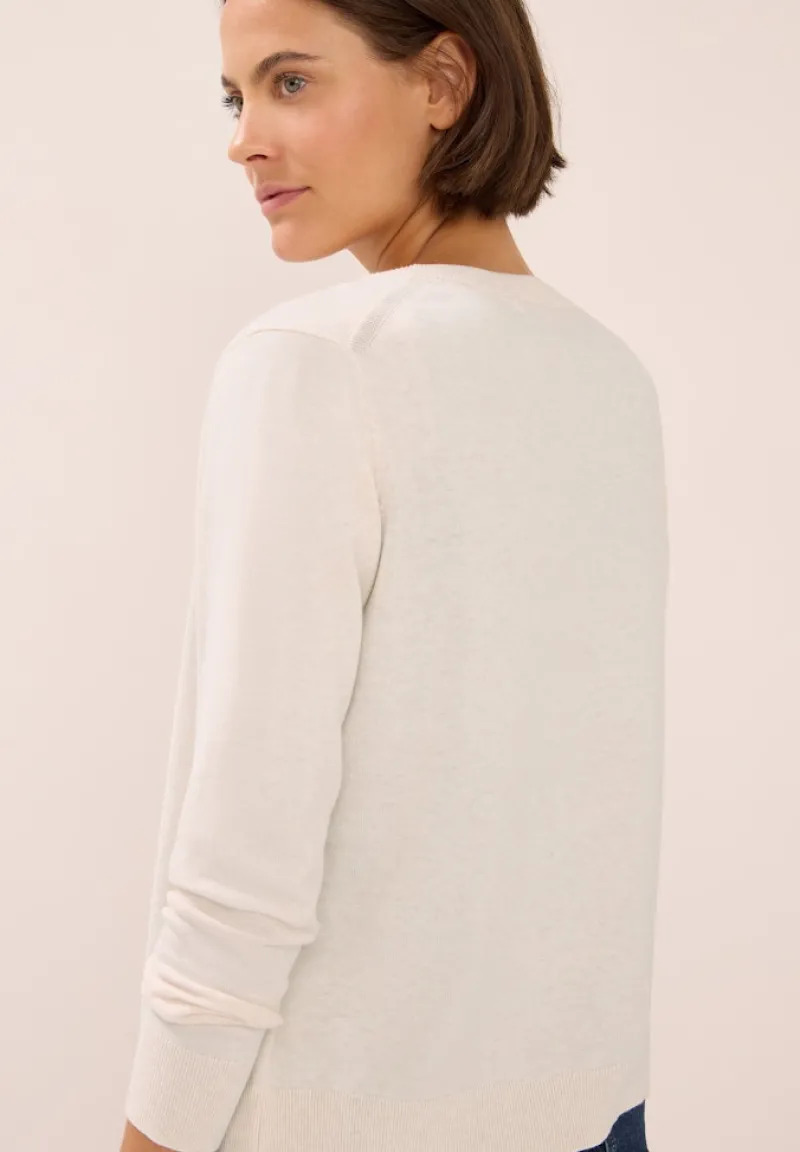 Cecil Pullover & Sweatshirts*Strickjacke mit Knopfleiste oat milk beige melange