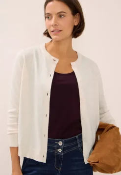 Cecil Pullover & Sweatshirts*Strickjacke mit Knopfleiste oat milk beige melange