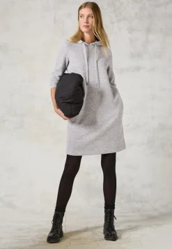 Cecil Kleider*Strickkleid mit Kapuze platinum grey mel.