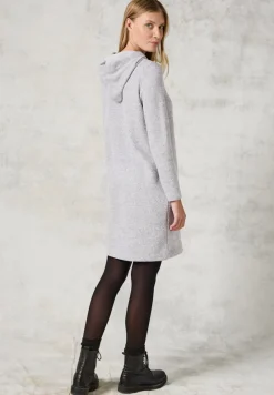 Cecil Kleider*Strickkleid mit Kapuze platinum grey mel.