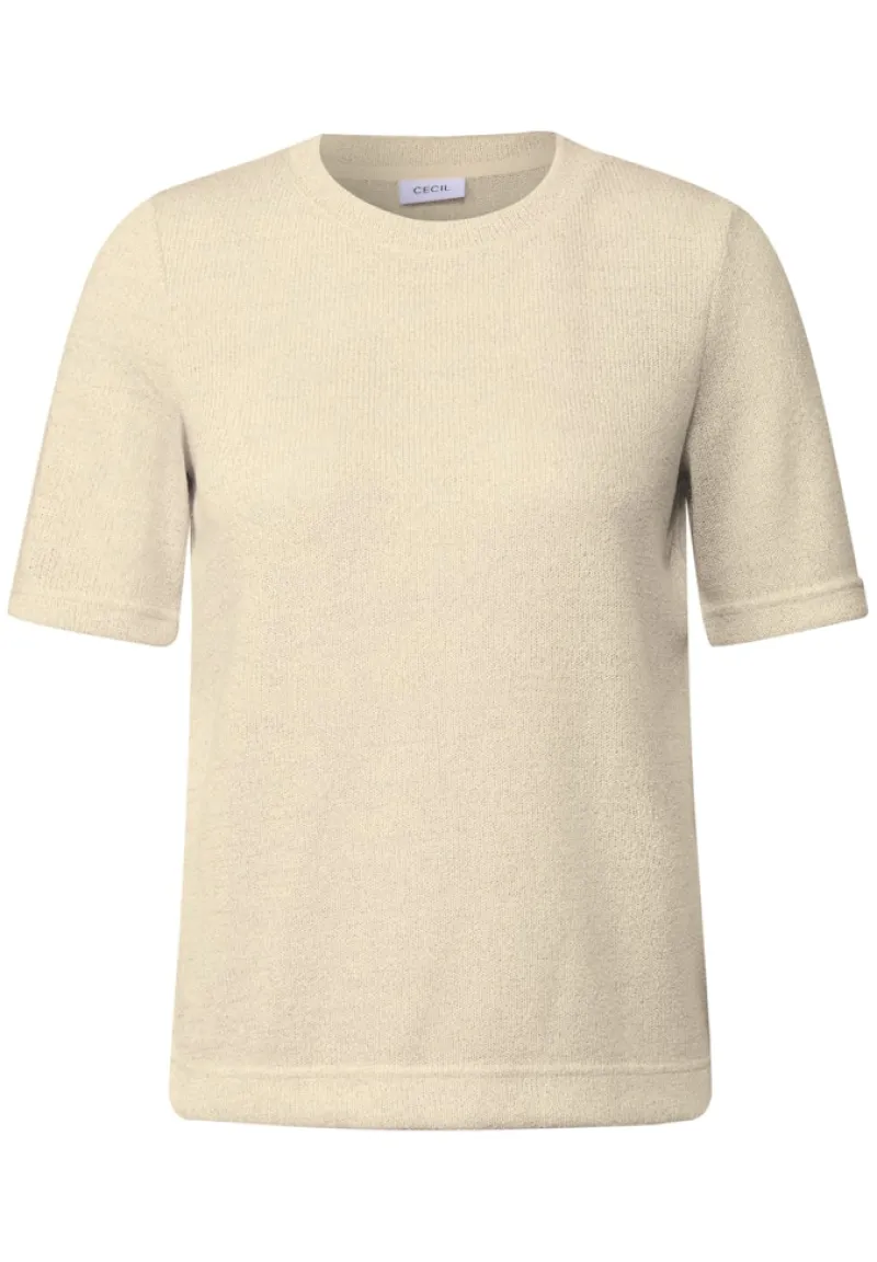 Cecil Shirts*Strick-Look Glitzer T-Shirt light beige