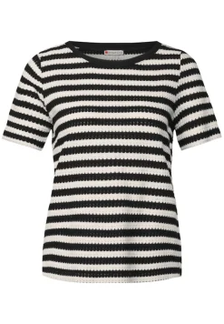 Street One Shirts*Strick-Look Streifenshirt Black