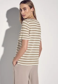 Street One Shirts*Strick-Look Streifenshirt safari beige
