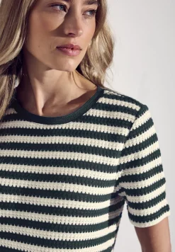 Street One Shirts*Strick-Look Streifenshirt hunter green