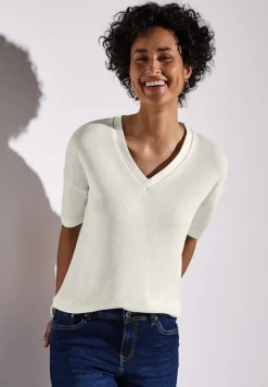 Street One Shirts*Strick-Look T-Shirt off white