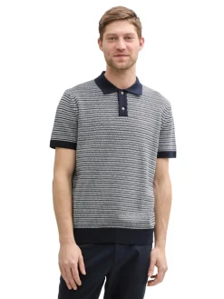 Tom Tailor Shirts|Big Boys*Strick-Poloshirt aus Baumwolle navy white fancy stripe