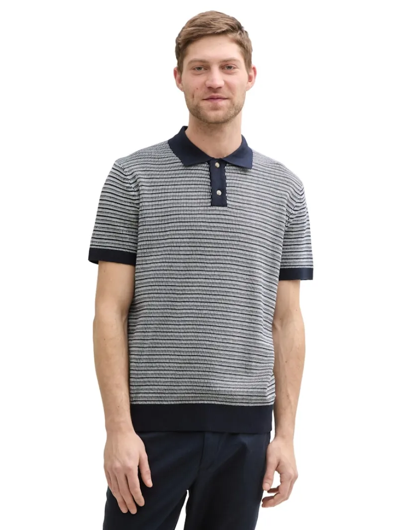 Tom Tailor Shirts|Big Boys*Strick-Poloshirt aus Baumwolle navy white fancy stripe