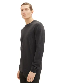 Tom Tailor Pullover & Sweatshirts|Big Boys*Strickpullover aus Baumwolle black grey melange
