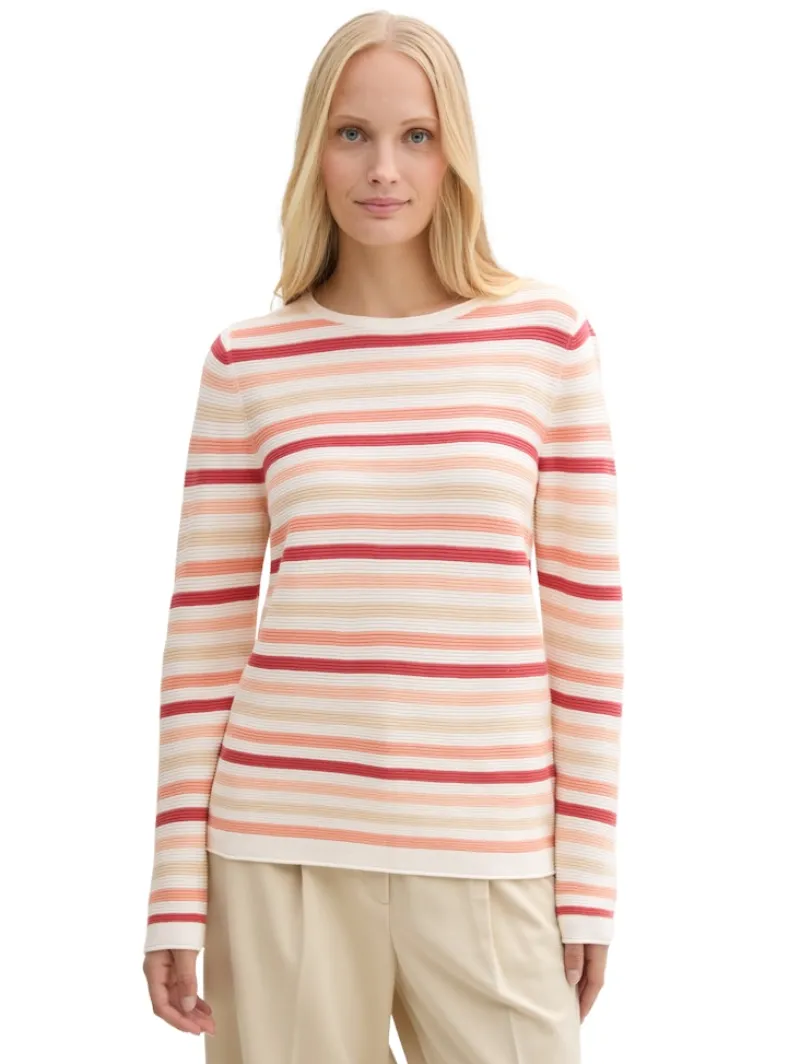 Tom Tailor Pullover & Sweatshirts*Strickpullover aus Bio-Baumwolle peachy knit stripe design