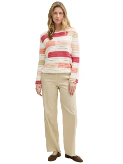 Tom Tailor Pullover & Sweatshirts*Strickpullover aus Bio-Baumwolle fresh berry highlight stripe