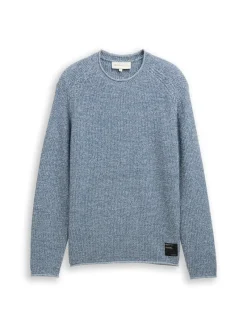 Tom Tailor Denim Pullover & Sweatshirts*Strickpullover in Melange-Optik denim blue white mouline