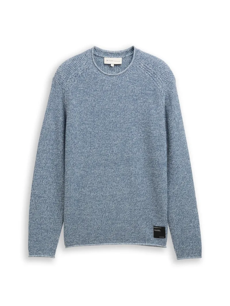 Tom Tailor Denim Pullover & Sweatshirts*Strickpullover in Melange-Optik denim blue white mouline