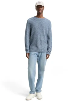 Tom Tailor Denim Pullover & Sweatshirts*Strickpullover in Melange-Optik denim blue white mouline
