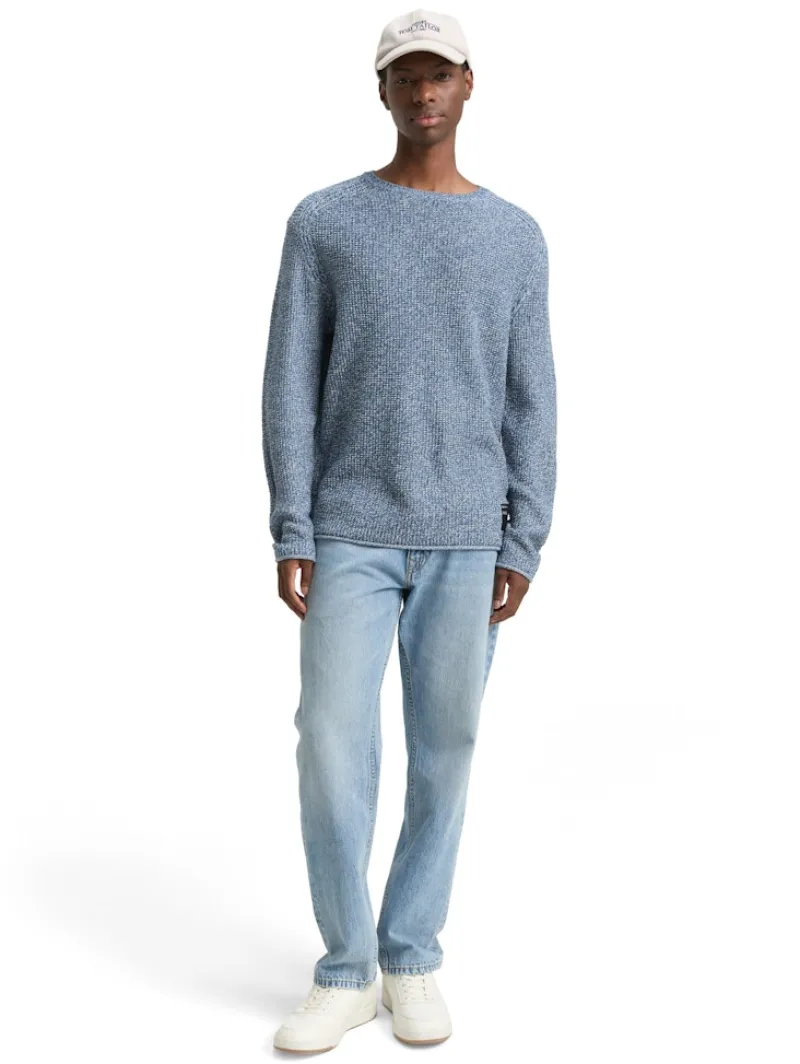 Tom Tailor Denim Pullover & Sweatshirts*Strickpullover in Melange-Optik denim blue white mouline