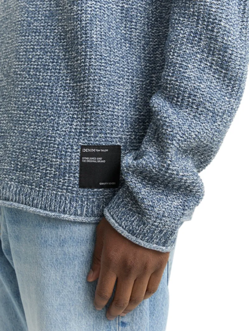 Tom Tailor Denim Pullover & Sweatshirts*Strickpullover in Melange-Optik denim blue white mouline