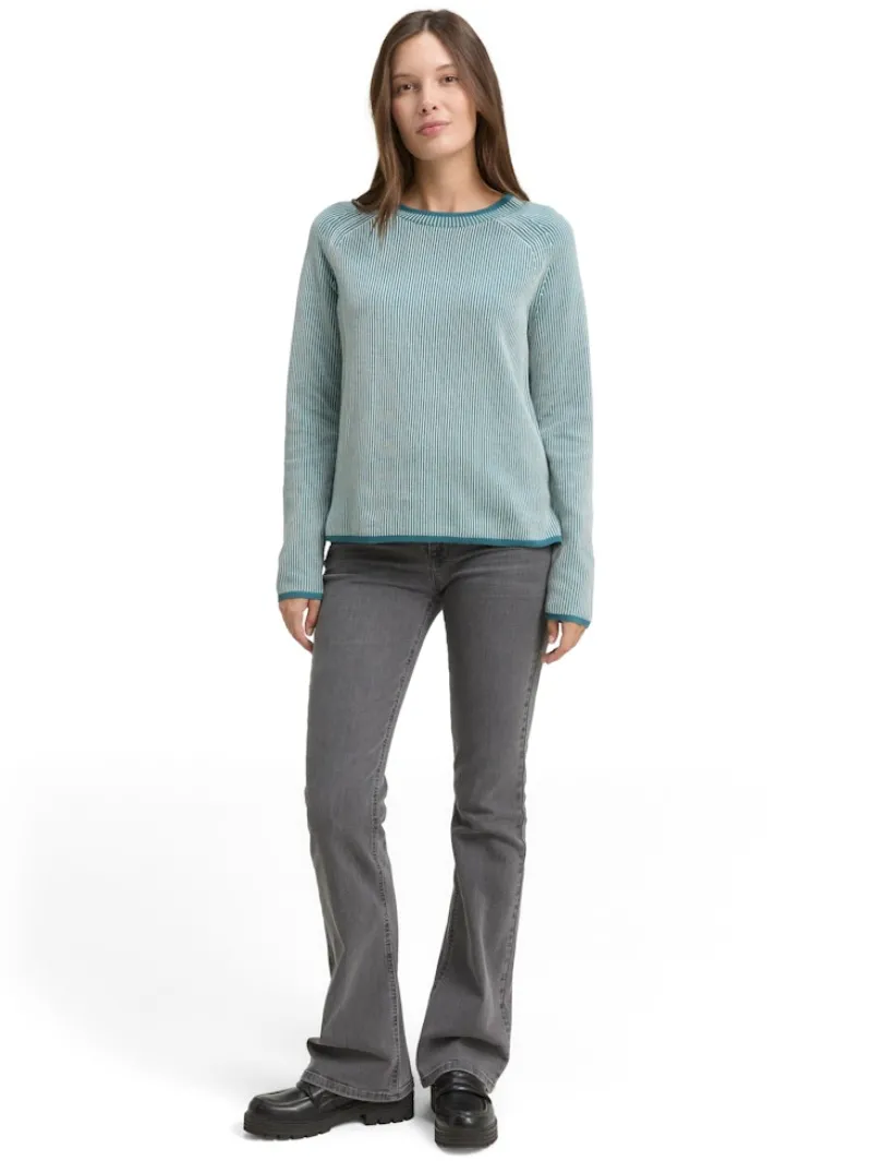 Tom Tailor Pullover & Sweatshirts*Strickpullover mit Rundhalsausschnitt teal plaited knit