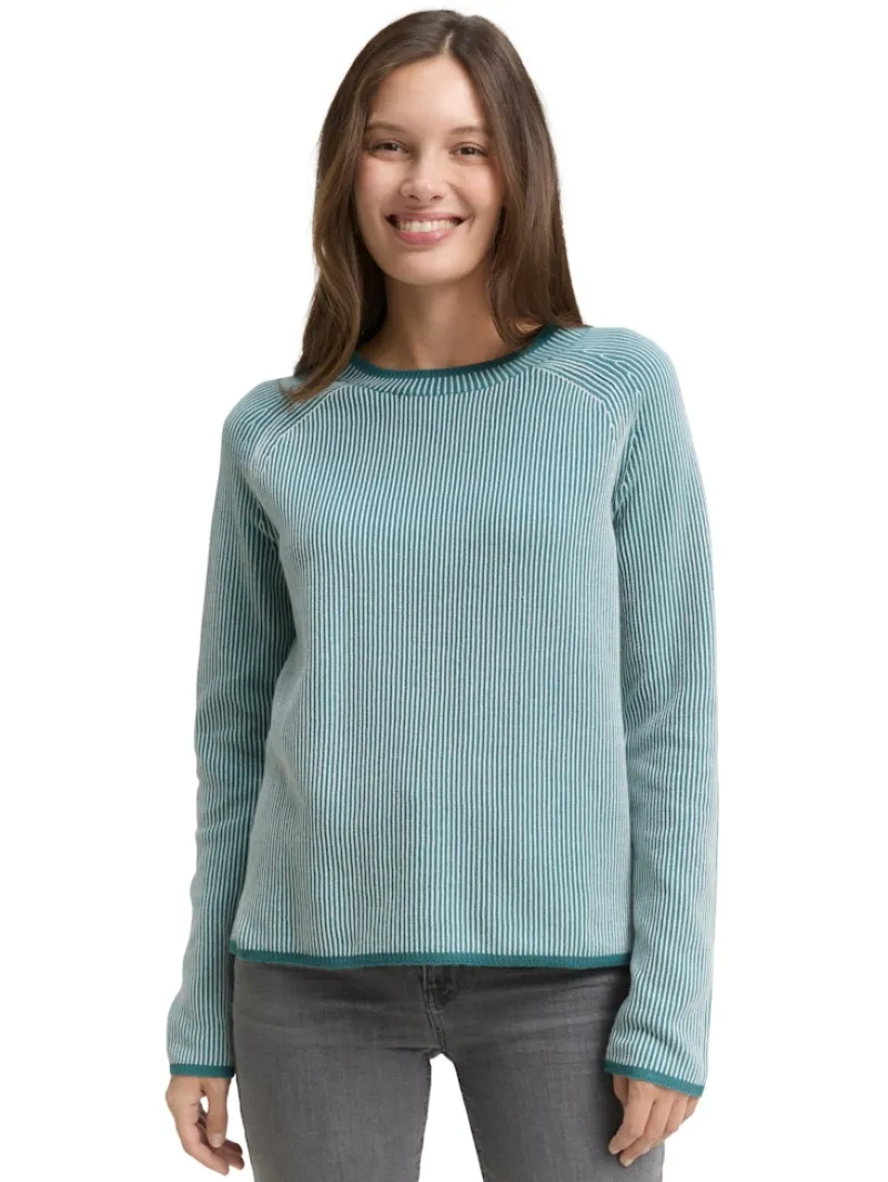 Tom Tailor Pullover & Sweatshirts*Strickpullover mit Rundhalsausschnitt teal plaited knit