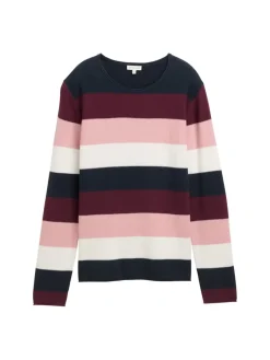 Tom Tailor Pullover & Sweatshirts*Strickpullover mit Rundhalsausschnitt big rose knit stripe