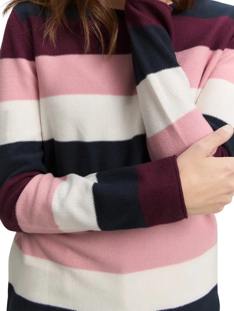 Tom Tailor Pullover & Sweatshirts*Strickpullover mit Rundhalsausschnitt big rose knit stripe