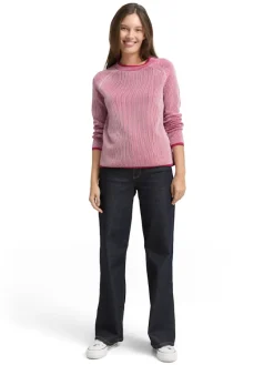Tom Tailor Pullover & Sweatshirts*Strickpullover mit Rundhalsausschnitt pink plaited knit