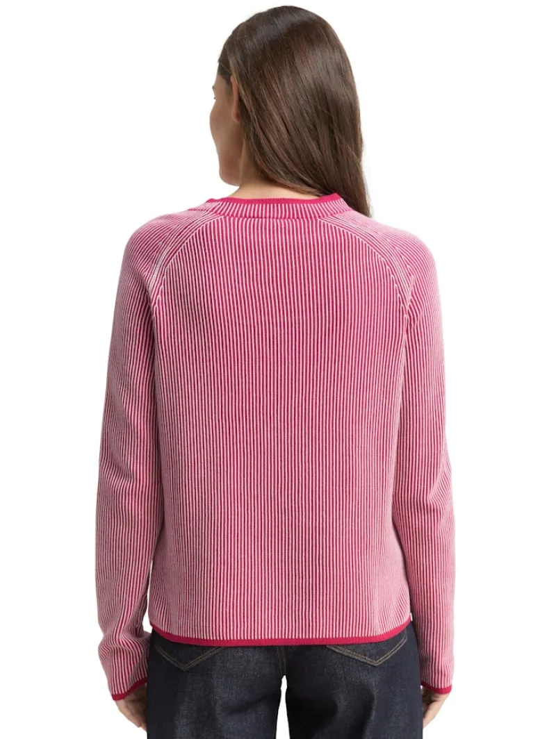Tom Tailor Pullover & Sweatshirts*Strickpullover mit Rundhalsausschnitt pink plaited knit