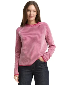 Tom Tailor Pullover & Sweatshirts*Strickpullover mit Rundhalsausschnitt pink plaited knit