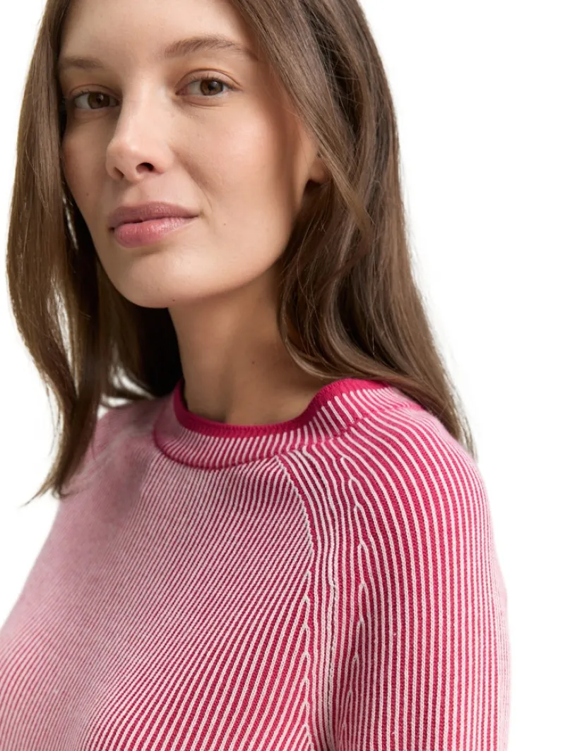 Tom Tailor Pullover & Sweatshirts*Strickpullover mit Rundhalsausschnitt pink plaited knit