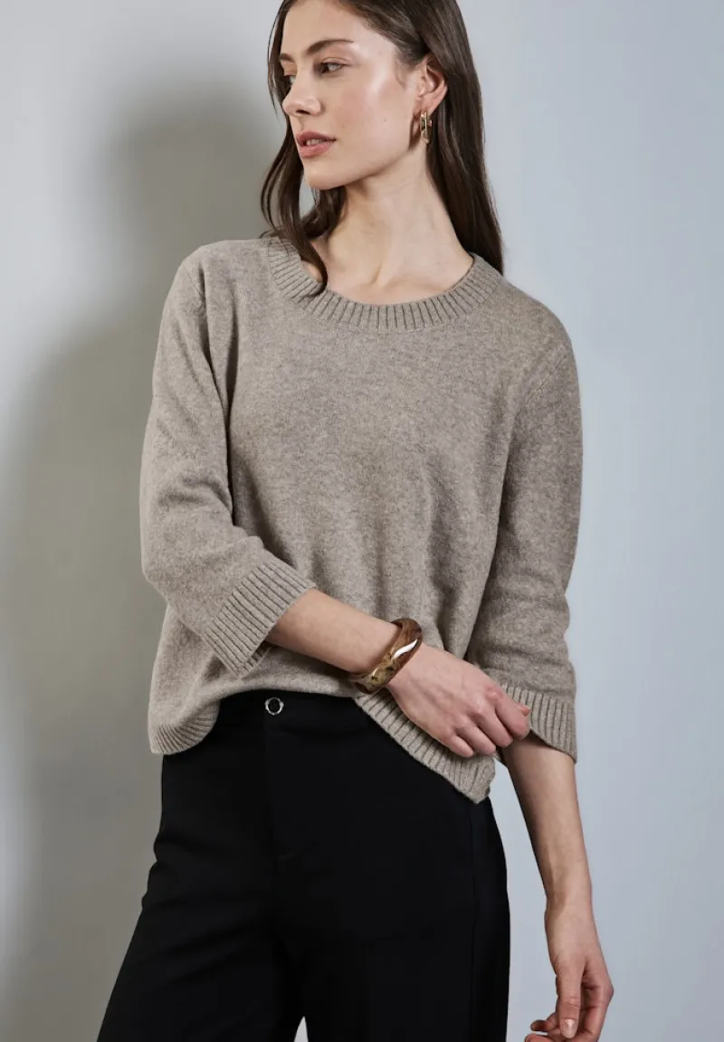 Street One Pullover & Sweatshirts*Strickpullover mit Rundhals breezy beige mel.