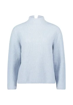 Zero Pullover & Sweatshirts*Strickpullover mit Stehkragen light blue melange