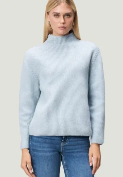 Zero Pullover & Sweatshirts*Strickpullover mit Stehkragen light blue melange