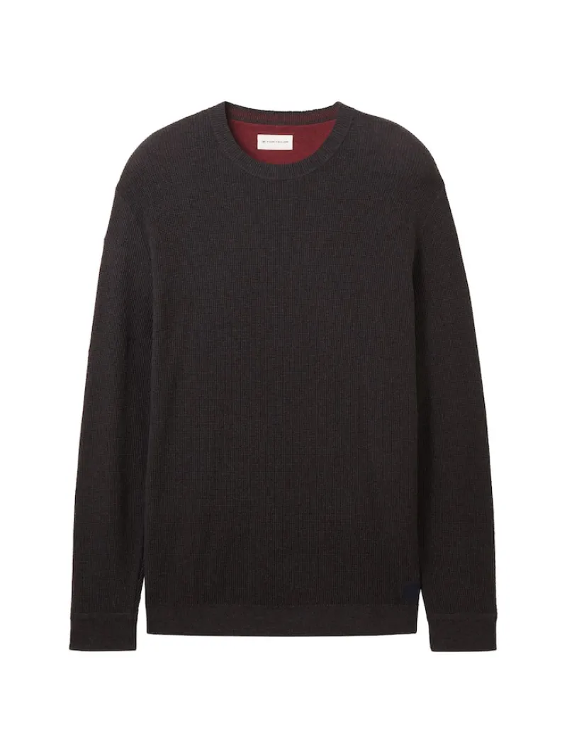 Tom Tailor Pullover & Sweatshirts|Big Boys*Strickpullover mit Struktur black grey melange