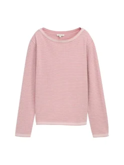 Tom Tailor Pullover & Sweatshirts*Strickpullover mit U-Boot-Ausschnitt rose bubble knit stripe