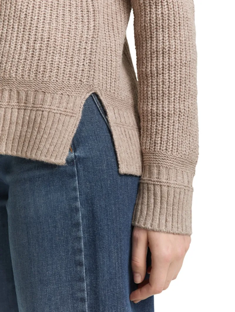 Tom Tailor Pullover & Sweatshirts*Strickpullover mit V-Ausschnitt soft taupe melange